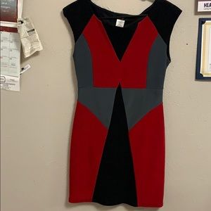 Color block red dress